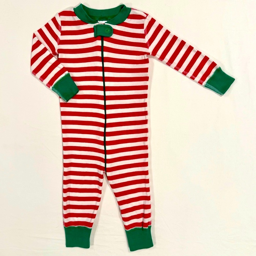 Hanna Andersson Sleeper Boys 9-18M 90 cm Girls Organic Pajamas Christmas Stripes